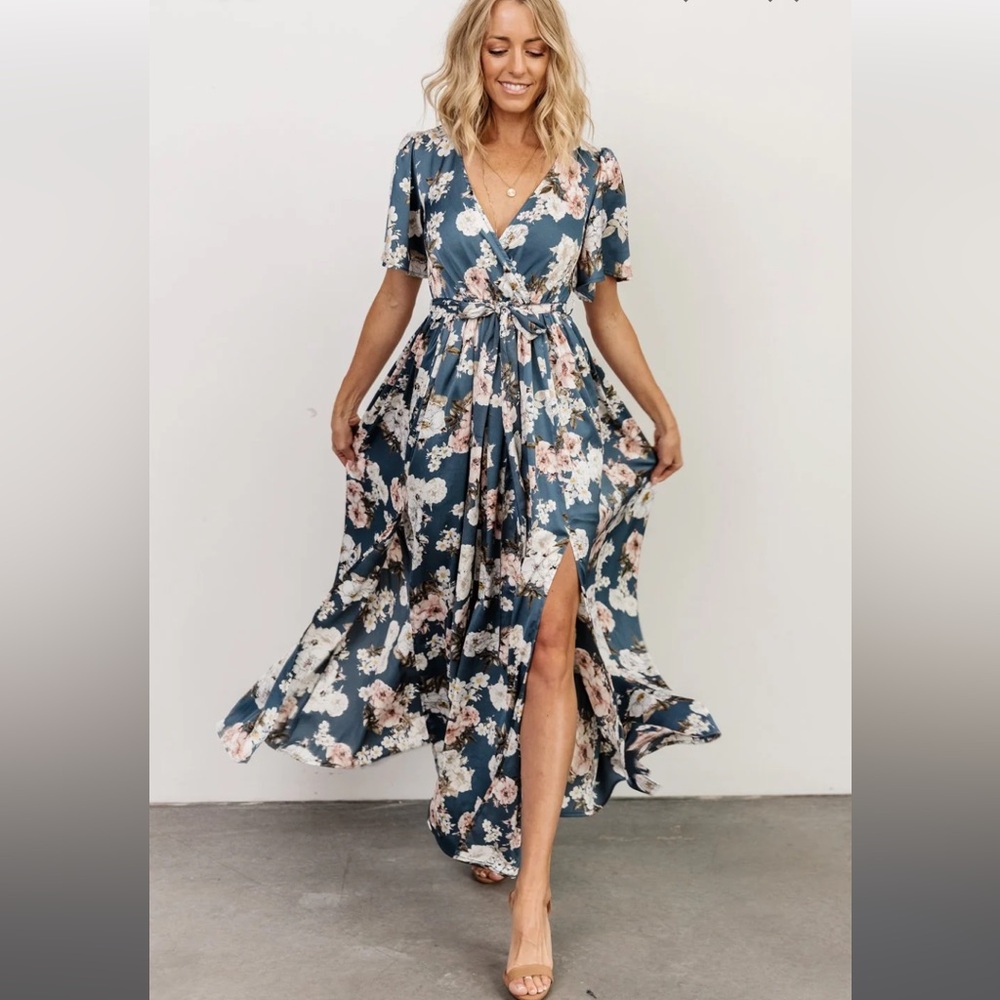 Baltic Born Blue Floral Sicily Dress New Without Tags